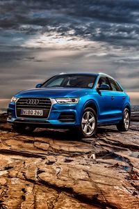 Превью обои audi, q3, tfsi, quattro, au-spec, синий, вид сбоку