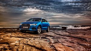 Превью обои audi, q3, tfsi, quattro, au-spec, синий, вид сбоку