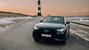 Превью обои audi q5, audi, автомобиль, синий, вид спереди