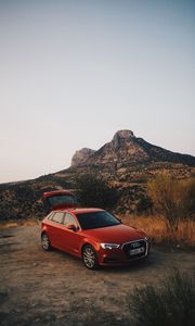 Превью обои audi q5, красный, горы