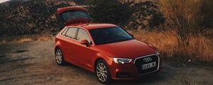 Превью обои audi q5, красный, горы