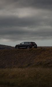 Превью обои audi q7, audi, автомобиль, внедорожник, черный, вид сбоку