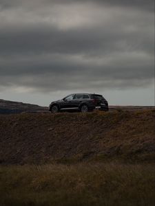 Превью обои audi q7, audi, автомобиль, внедорожник, черный, вид сбоку