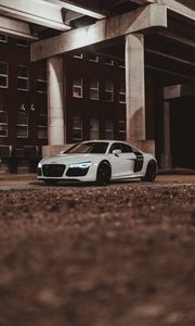 Превью обои audi r8, audi, автомобиль, спорткар, белый, вид сбоку