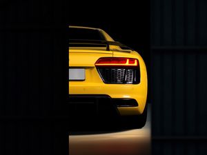 Превью обои audi r8, audi, бампер, желтый, вид сзади