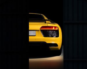 Превью обои audi r8, audi, бампер, желтый, вид сзади