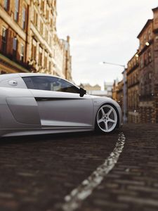 Превью обои audi r8, audi, колесо, вид сбоку