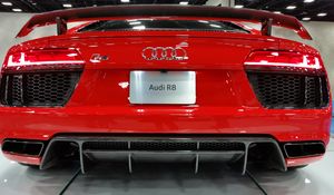 Превью обои audi r8, audi, красный, вид спереди