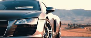 Превью обои audi r8, audi, машина, серый, спорткар, вид спереди