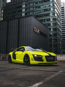 Превью обои audi r8, audi, спорткар, автомобиль, желтый