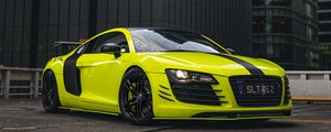 Превью обои audi r8, audi, спорткар, автомобиль, желтый