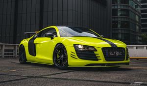 Превью обои audi r8, audi, спорткар, автомобиль, желтый