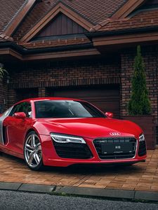 Превью обои audi, r8, красный, вид спереди