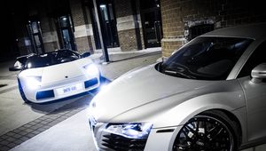 Превью обои audi, r8, lamborghini, murcielago, белый, стиль