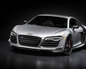 Превью обои audi r8, серебристый, вид спереди