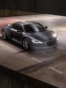 Превью обои audi, r8, серый, вид сбоку