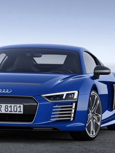 Превью обои audi, r8, синий, вид спереди