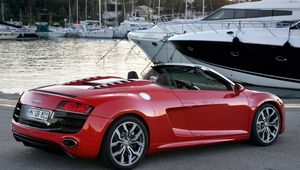 Превью обои audi, r8, spyder, красный, кабриолет