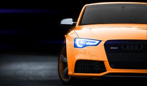 Превью обои audi rs5, audi, бампер, фары, свет