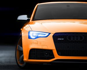 Превью обои audi rs5, audi, бампер, фары, свет