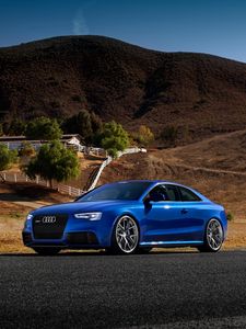 Превью обои audi, rs5, синий, вид сбоку