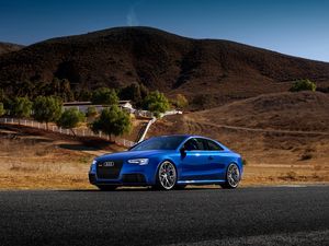 Превью обои audi, rs5, синий, вид сбоку