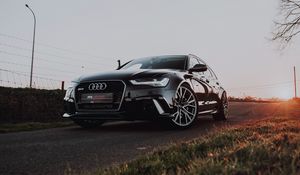 Превью обои audi rs6, audi, автомобиль, черный, дорога