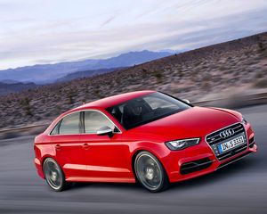 Превью обои audi, s3, красный, вид сбоку