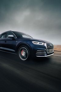 Превью обои audi sq5, audi, дорога, движение, скорость