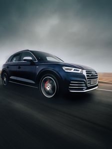 Превью обои audi sq5, audi, дорога, движение, скорость