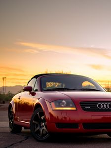 Превью обои audi tt, audi, автомобиль, красный, вид спереди