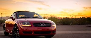 Превью обои audi tt, audi, автомобиль, красный, вид спереди