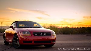 Превью обои audi tt, audi, автомобиль, красный, вид спереди