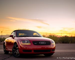 Превью обои audi tt, audi, автомобиль, красный, вид спереди