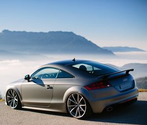 Превью обои audi tt, austria, туман, тюнинг, горы