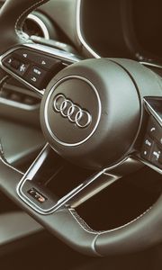 Превью обои audi, tts, руль, интерьер