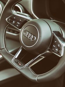 Превью обои audi, tts, руль, интерьер