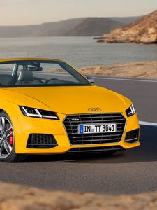 Превью обои audi, tts, tt, желтый, roadster, 2014