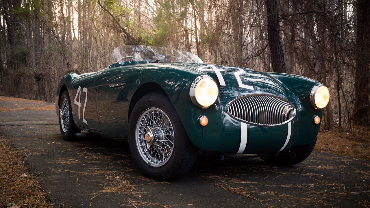 Обои austin healey, 100s, зеленый, вид спереди