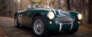 Превью обои austin healey, 100s, зеленый, вид спереди