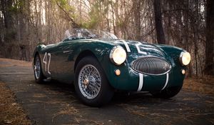 Превью обои austin healey, 100s, зеленый, вид спереди