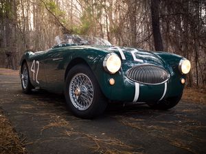 Превью обои austin healey, 100s, зеленый, вид спереди