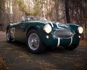 Превью обои austin healey, 100s, зеленый, вид спереди