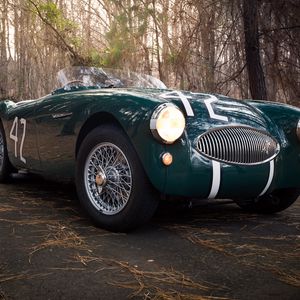 Превью обои austin healey, 100s, зеленый, вид спереди