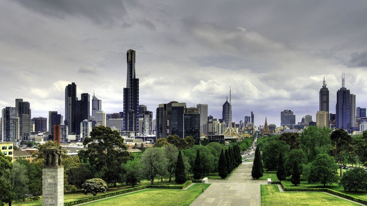 Обои австралия, мельбурн, небоскребы, природа, парк, красиво, прогулка, здания