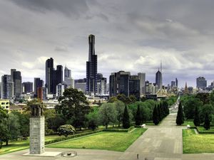 Превью обои австралия, мельбурн, небоскребы, природа, парк, красиво, прогулка, здания