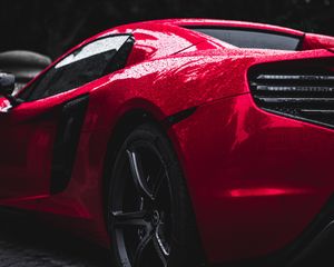 Превью обои авто, спорткар, вид сбоку, колесо, капли