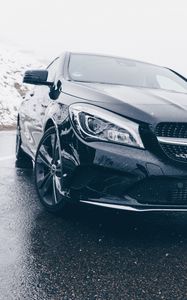 Превью обои авто, вид сбоку, фара, снегопад