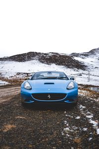 Превью обои авто, вид спереди, синий, спорткар