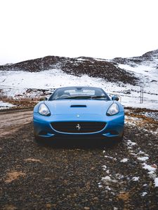 Превью обои авто, вид спереди, синий, спорткар